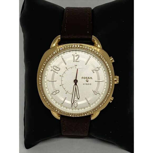 Fossil FTW1208 Women's Brown Leather White Analog Dial Hybrid Smartwatch XX767 - Picture 1 of 12